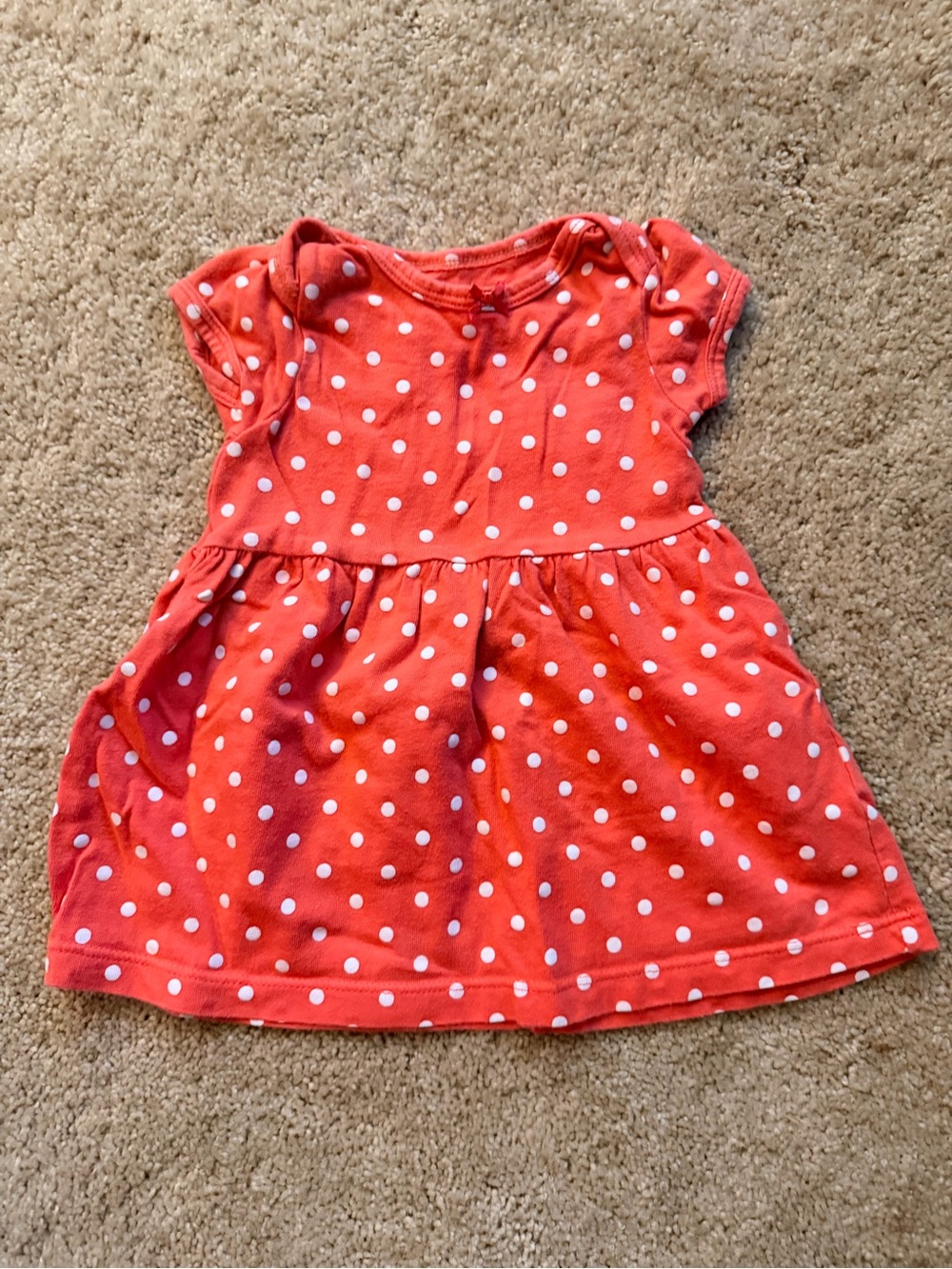 Carter's Coral Polka Dot Short Sleeve Dress 6 M